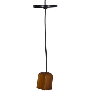 Pendente 1 Lâmpada Madeira Escura Quadrado 25W Plástico e Madeira Luminoteca 1123 Preto Bivolt