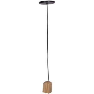 Pendente 1 Lâmpada Madeira Clara Quadrado 25W Plástico e Madeira Luminoteca 1119 Preto Bivolt