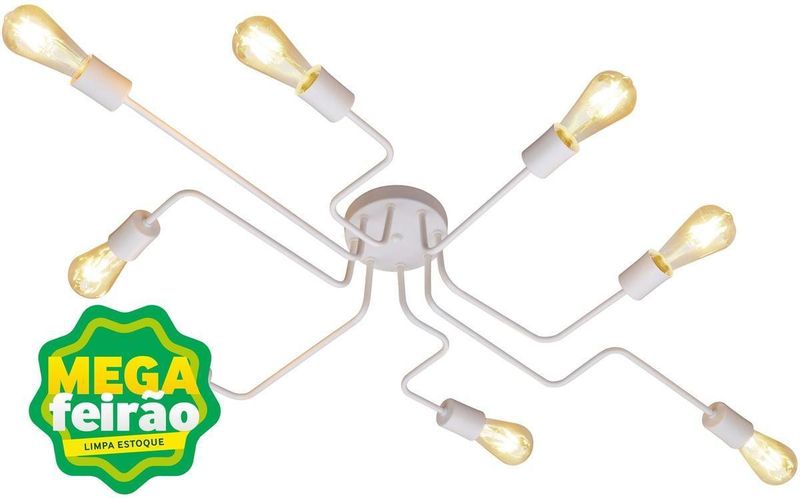 Plafon-8-Lampadas-Tipo-Aranha-Perfil-60W-Aluminio-Auremar-7220-8-Branco-Bivolt