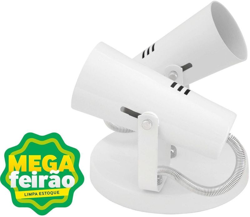 Spot-de-Sobrepor-2-Lampadas-Focus-Cilindrico-60W-Aluminio-Auremar-1007-2-Branco-Bivolt