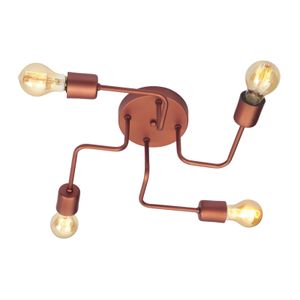 Plafon 4 Lâmpadas Tipo Aranha Perfil 60W Alumínio Auremar 17200/4 Cobre Bivolt