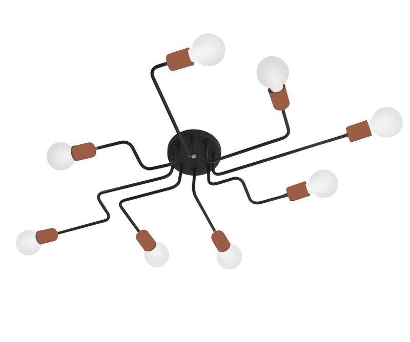 PLAFON-ARANHA-PERFIL-8-LAMPADAS-60W-ALUMINIO-AUREMAR-7220-8-PRETO-COBRE-BIVOLT
