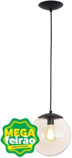 Pendente-1-Lampada-Globing-Redondo-60W-Aluminio-e-Vidro-Auremar-9006-1-Preto-e-Transparente-Bivolt