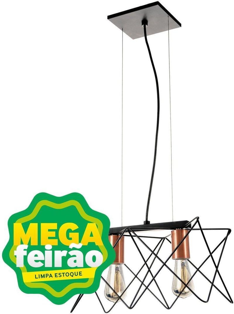 Pendente-2-Lampadas-Contemporaneo-Triangular-60W-Metal-Pantoja-6190-Preto-Bivolt