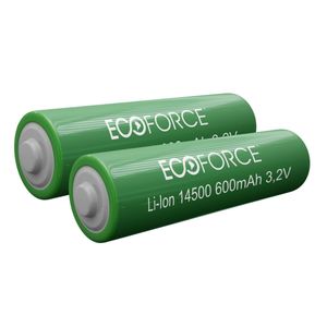 Bateria Recarregável Solar 600Mah Litio Ecoforce Verde com 2 Unidades