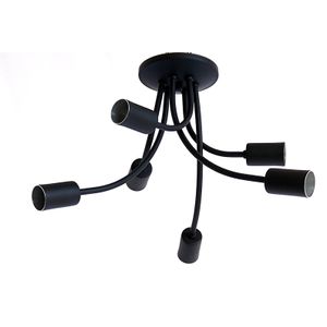 Plafon 6 Lâmpadas Tipo Aranha Luminária 30W Aluminio Emalustres Preto Bivolt