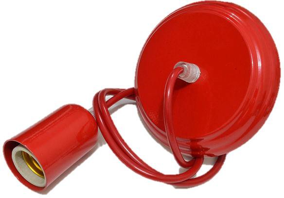 Pendente-1-Lampada-Redondo-100W-Aluminio-Vmc-720-Vermelho-Bivolt
