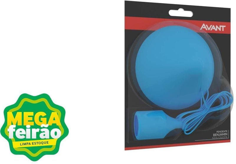 Pendente-1-Lampada-Benjamin-Ate-60W-Policarbonato-e-Silicone-Avant-Cyan-Bivolt