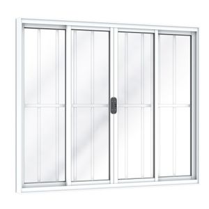 Vitrô de Alumínio Machado 120x100x8cm Branco com Grade 4 Folhas