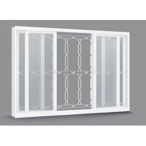 Vitrô de Aço Machado 134577 120x100x12cm Branco Grade Elo Vidro Incolor
