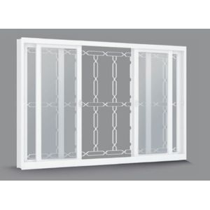 Vitrô de Aço Machado 134579 150x100x12cm Branco Grade Elo Vidro Incolor