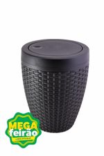 Lixeira de Banheiro Rattan Aquaplas Preto
