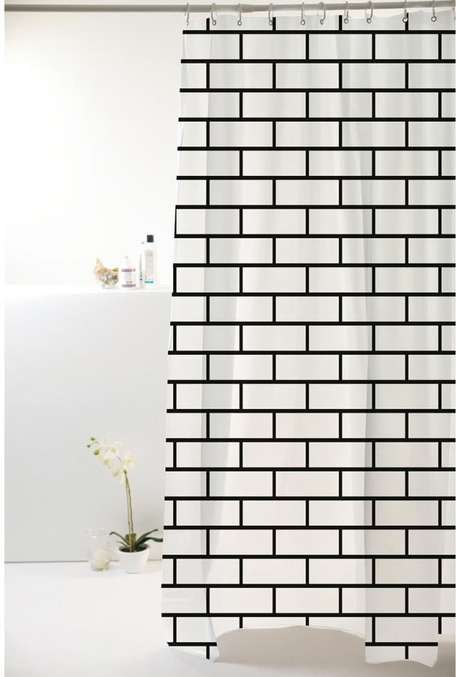 Cortina-Box-de-Banheiro-Uzoo-Poliester-Textura-Tijolo-Preto-e-Branco-198x180m