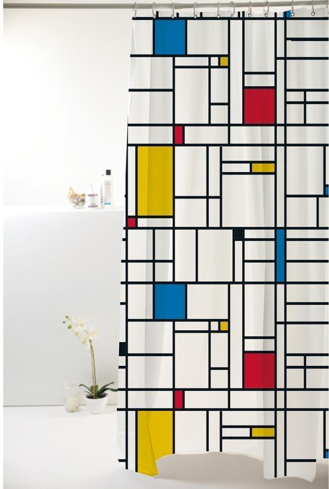 Cortina-Box-de-Banheiro-Uzoo-Poliester-Geometrica-Formas-Amarelo-e-Preto-198x180m