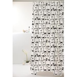 Cortina Box de Banheiro Uzoo Pvc Divertida Dog Preto e Branco 1,98x1,80m