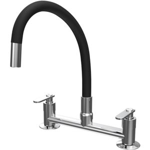 Torneira Misturador Pia Cozinha Romar de Mesa Bica Média Colorflex Black Pratic Cromado DN15