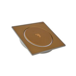 Ralo Grelha Quadrado Aquaplas Click Dourado 15x15cm