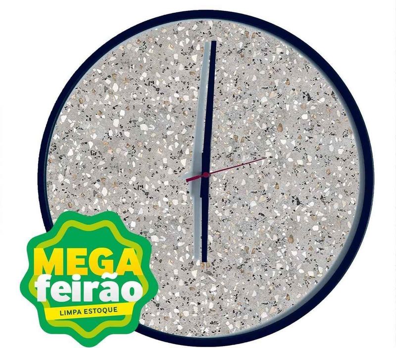 Relogio-de-Parede-Redondo-E2G-Design-Round-Preto-Mostrador-Terrazzo-Ponteiro-Preto-40cm