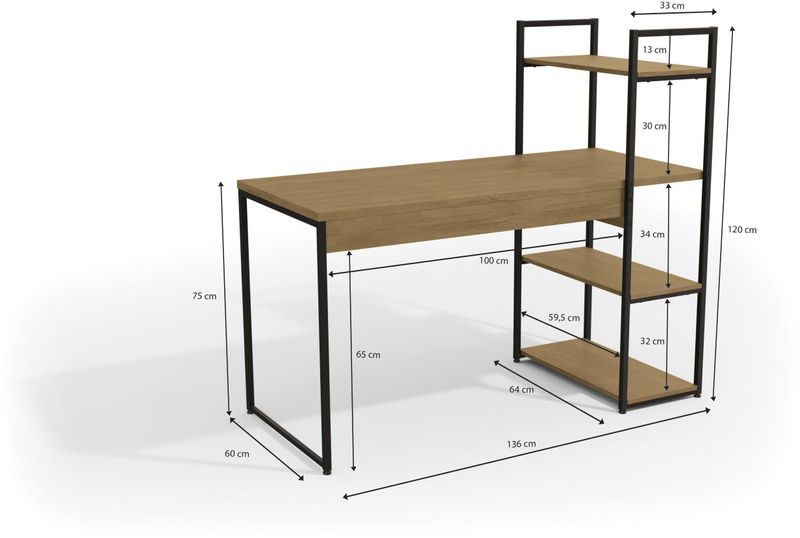 MESA-COM-3-PRATELEIRAS-CROME-LI010-FRPRF-FREIJO-E-PRETO-FOSCO-DE-MADEIRA