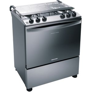 Fogão a Gás de Piso 5 Bocas Brastemp BFS5NCRUNA Acendimento Automático Inox Bivolt