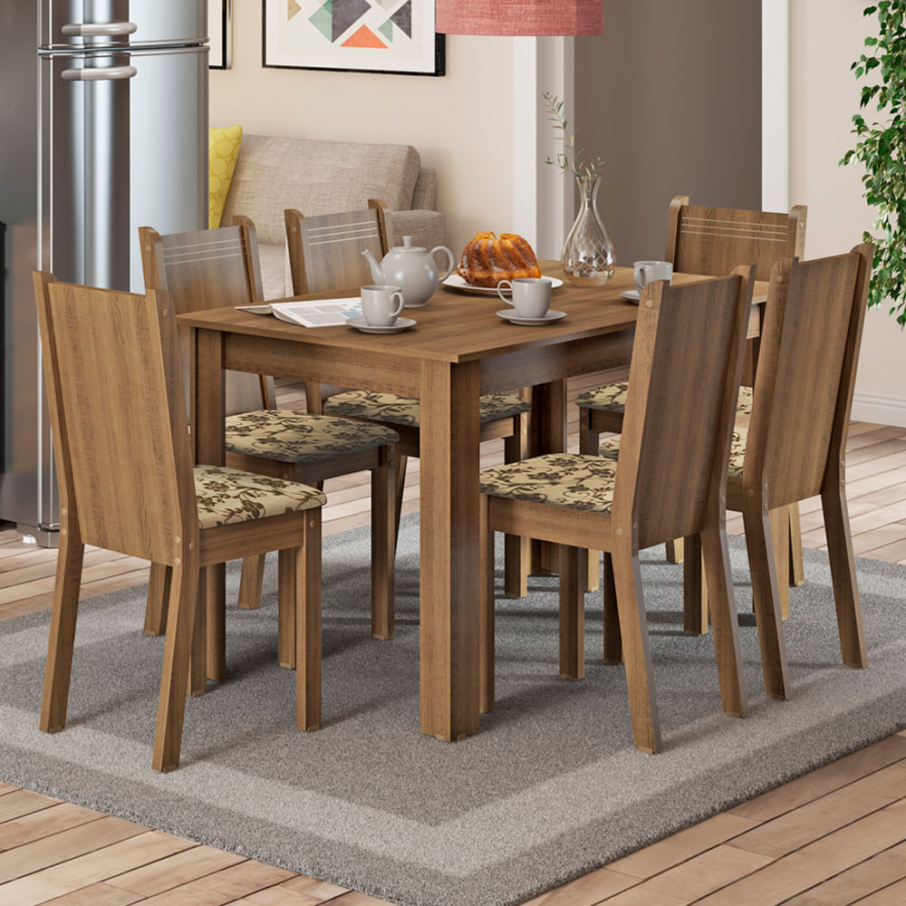 Conjunto Mesa de Jantar Madetal Madri com 6 Cadeiras V