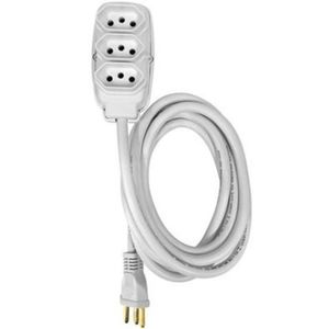 Extensão Elétrica Compacta Ilumi Cabo PP Chave Branca 3 Vias 5m 10A 250V