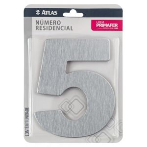 Número 5 Para Residência Atlas Adesivo PR3001/5 N5 ACM Alumínio e Plástico Escovado