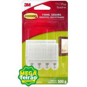 Adesivo Fixa Quadros 3M Command Pequeno Kit com 4 Pares