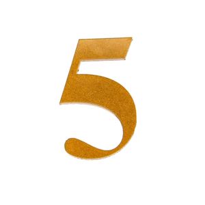 Número 5 Para Residência Acrílico 4cm 4mm Ouro Kami