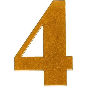 Número 4 Para Residência Acrílico 4cm 4mm Ouro Kami