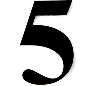 Número 5 Para Residência Acrílico 14,5cm 10mm Preto Kami
