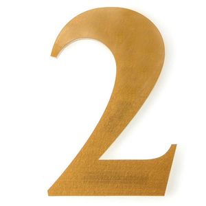 Número 2 Para Residência Acrílico 14,5cm 10mm Ouro Kami