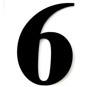 Número 6 Para Residência Acrílico 14,5cm 10mm Preto Kami