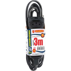 Extensão Elétrica PP Megatron 57 Plano Preto 220V 3m
