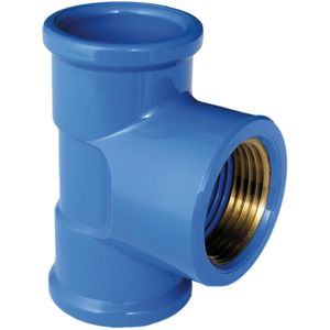 Te com Bucha de Latão Plastilit Azul 20mm 1/2"
