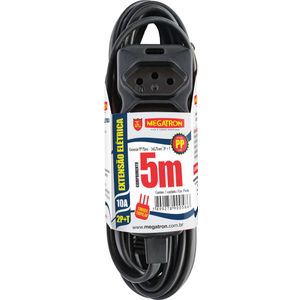 Extensão Elétrica PP Megatron 58 Plano Preto 220V 5m
