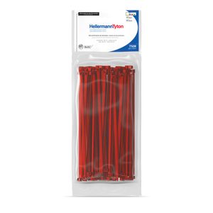 Abraçadeira de Nylon Hellermanntyton T50R Vermelho 200x4,6mm Pacote com 100 Unidades
