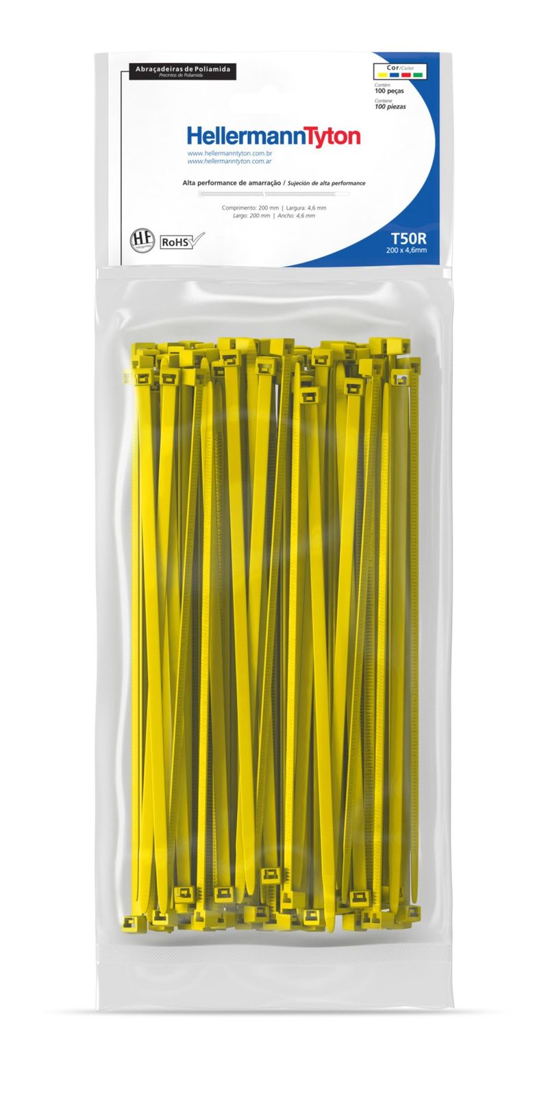 ABRACADEIRA-DE-NYLON-HELLERMANNTYTON-T50R-AMARELO-200X46MM-PACOTE-COM-100-UNIDADES