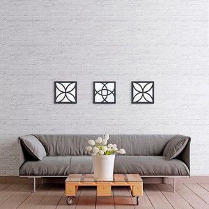 Espelho Decorativo Inova Atomo Preto 25x25cm Kit com 3 Peças