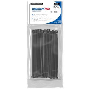 Abraçadeira de Nylon Hellermanntyton T50R Preto 200x4,6mm Pacote com 100 Unidades