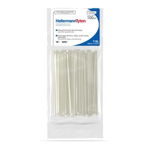 Abraçadeira de Nylon Hellermanntyton T18L Natural 200x2,5mm Pacote com 100 Unidades