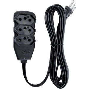 Extensão Elétrica Force Line 3 Tomadas Slim Tripolar Preto 10A 10m