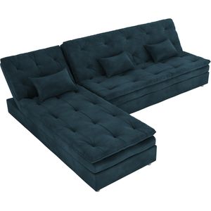 Sofá Cama 3 Lugares Retrátil Penelope Matrix Azul Petroleo