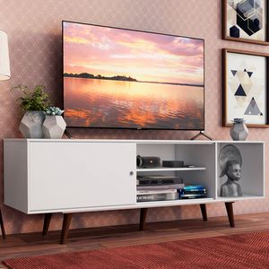 Rack Madesa Dubai para TV até 65 Polegadas com Pés Branco/Rustic 095Z