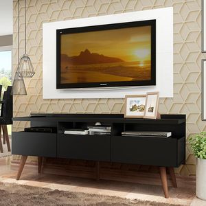 Rack Madesa Londres e Painel para TV até 55 Polegadas Preto/Branco