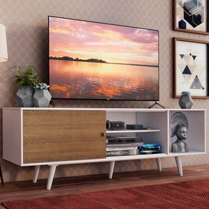 Rack Madesa Dubai para TV até 65 Polegadas com Pés Branco/Rustic 9B09