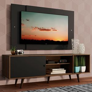 Rack Madesa Dubai com Pés e Painel para TV até 58 Polegadas Rustic/Preto 7KD8