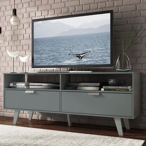 Rack para TV até 55 Polegadas Madesa Oslo com 2 Portas Cinza