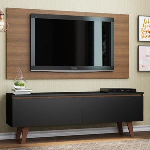 Rack Madesa Le Mans e Painel para TV até 55 Polegadas 2 Portas Preto/Rustic