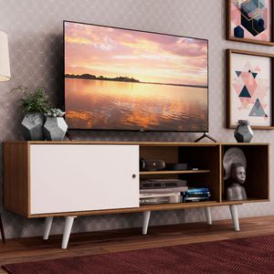 Rack Madesa Dubai para TV até 65 Polegadas com Pés Rustic/Branco 6E09